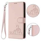 For iPhone 13 / 14 Cat Rat Embossed Pattern RFID PU Phone Case with Wrist Strap(Pink) - 2