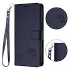 For iPhone 13 / 14 Cat Rat Embossed Pattern RFID PU Phone Case with Wrist Strap(Blue) - 2