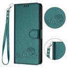 For iPhone 13 mini Cat Rat Embossed Pattern RFID PU Phone Case with Wrist Strap(Peacock Green) - 2