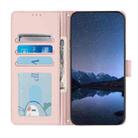 For iPhone 13 Pro Cat Rat Embossed Pattern RFID PU Phone Case with Wrist Strap(Pink) - 3