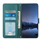 For iPhone 13 Pro Cat Rat Embossed Pattern RFID PU Phone Case with Wrist Strap(Peacock Green) - 3