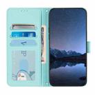 For iPhone 13 Pro Max Cat Rat Embossed Pattern RFID PU Phone Case with Wrist Strap(Mint Green) - 3