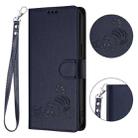 For iPhone 13 Pro Max Cat Rat Embossed Pattern RFID PU Phone Case with Wrist Strap(Blue) - 2