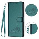 For iPhone 14 Pro Cat Rat Embossed Pattern RFID PU Phone Case with Wrist Strap(Peacock Green) - 2