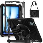 For iPad Air 11 2025 / 2024 Rotation Holder Silicone Hybrid PC Tablet Case(Black) - 1