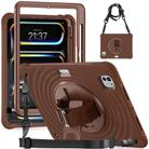 For iPad Pro 11 2024 Rotation Holder Silicone Hybrid PC Tablet Case(Chocolate) - 1