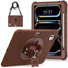 For iPad Pro 11 2024 Rotation Holder Silicone Hybrid PC Tablet Case(Chocolate) - 2
