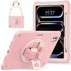For iPad Pro 11 2024 Rotation Holder Silicone Hybrid PC Tablet Case(Pink) - 2