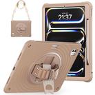 For iPad Pro 13 2024 Rotation Holder Silicone Hybrid PC Tablet Case(Light Coffee) - 2