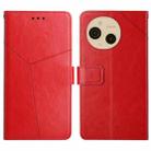 For Sharp Aquos sense9 HT01 Y-shaped Pattern Flip Leather Phone Case(Red) - 1