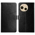 For Sharp Aquos sense9 HT01 Y-shaped Pattern Flip Leather Phone Case(Black) - 1