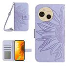 For Sharp Aquos sense9 Skin Feel Sun Flower Embossed Flip Leather Phone Case with Lanyard(Purple) - 1