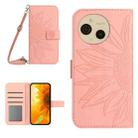 For Sharp Aquos sense9 Skin Feel Sun Flower Embossed Flip Leather Phone Case with Lanyard(Pink) - 1