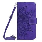 For Sharp Aquos sense9 Skin Feel Sun Flower Embossed Flip Leather Phone Case with Lanyard(Dark Purple) - 2