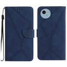 For Sharp Aquos Wish 4 Stitching Embossed Leather Phone Case(Blue) - 1