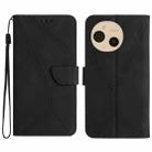 For Sharp Aquos sense9 Stitching Embossed Leather Phone Case(Black) - 1