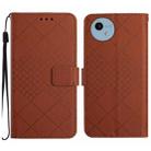 For Sharp Aquos Wish 4 Rhombic Grid Texture Leather Phone Case(Brown) - 1