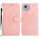 For Sharp Aquos Wish 4 Rhombic Grid Texture Leather Phone Case(Pink) - 1