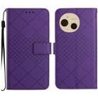 For Sharp Aquos sense9 Rhombic Grid Texture Leather Phone Case(Purple) - 1