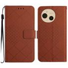 For Sharp Aquos sense9 Rhombic Grid Texture Leather Phone Case(Brown) - 1