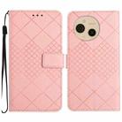 For Sharp Aquos sense9 Rhombic Grid Texture Leather Phone Case(Pink) - 1