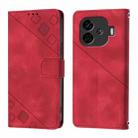 For vivo iQOO Z9 / iQOO Z9 Turbo 5G Skin Feel Embossed Leather Phone Case(Red) - 2