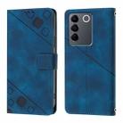 For vivo V27 5G / V27 Pro 5G Global Skin Feel Embossed Leather Phone Case(Blue) - 2