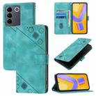 For vivo V27 5G / V27 Pro 5G Global Skin Feel Embossed Leather Phone Case(Green) - 1