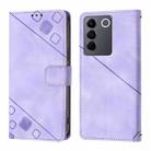 For vivo V27 5G / V27 Pro 5G Global Skin Feel Embossed Leather Phone Case(Light Purple) - 2