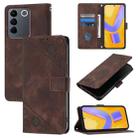 For vivo V27 5G / V27 Pro 5G Global Skin Feel Embossed Leather Phone Case(Brown) - 1