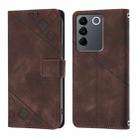 For vivo V27 5G / V27 Pro 5G Global Skin Feel Embossed Leather Phone Case(Brown) - 2