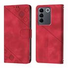 For vivo V27e 4G Global / T2 4G Global Skin Feel Embossed Leather Phone Case(Red) - 2