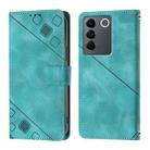 For vivo V27e 4G Global / T2 4G Global Skin Feel Embossed Leather Phone Case(Green) - 2