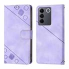 For vivo V27e 4G Global / T2 4G Global Skin Feel Embossed Leather Phone Case(Light Purple) - 2