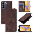 For vivo V27e 4G Global / T2 4G Global Skin Feel Embossed Leather Phone Case(Brown) - 1