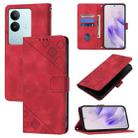 For vivo V29 5G Global / V29 Pro Skin Feel Embossed Leather Phone Case(Red) - 1