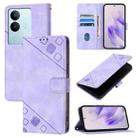 For vivo V29 5G Global / V29 Pro Skin Feel Embossed Leather Phone Case(Light Purple) - 1