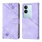 For vivo V29 5G Global / V29 Pro Skin Feel Embossed Leather Phone Case(Light Purple) - 2