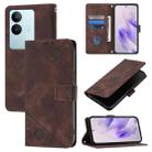 For vivo V29 5G Global / V29 Pro Skin Feel Embossed Leather Phone Case(Brown) - 1