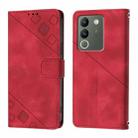 For vivo V29e 5G Global / Y200 5G Global Skin Feel Embossed Leather Phone Case(Red) - 2