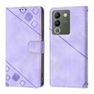 For vivo V29e 5G Global / Y200 5G Global Skin Feel Embossed Leather Phone Case(Light Purple) - 2