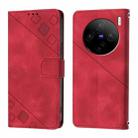 For vivo X100s 5G Skin Feel Embossed Leather Phone Case(Red) - 2