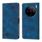 For vivo X100s 5G Skin Feel Embossed Leather Phone Case(Blue) - 2