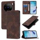 For vivo X100s 5G Skin Feel Embossed Leather Phone Case(Brown) - 1