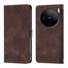 For vivo X100s 5G Skin Feel Embossed Leather Phone Case(Brown) - 2