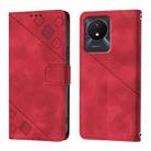For vivo Y02 / Y02A / Y02t / Y11 2023 Skin Feel Embossed Leather Phone Case(Red) - 2