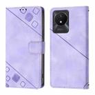 For vivo Y02 / Y02A / Y02t / Y11 2023 Skin Feel Embossed Leather Phone Case(Light Purple) - 2