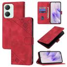 For vivo Y03 4G Global Skin Feel Embossed Leather Phone Case(Red) - 1