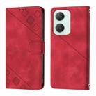 For vivo Y03 4G Global Skin Feel Embossed Leather Phone Case(Red) - 2