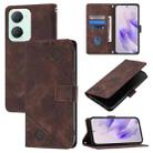 For vivo Y03 4G Global Skin Feel Embossed Leather Phone Case(Brown) - 1